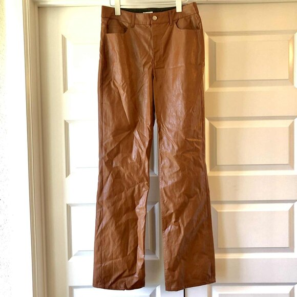 NWT A.L.C. Freddie Faux Leather Pant Boot Cut Cognac 8 MSRP $395 - Picture 3 of 7